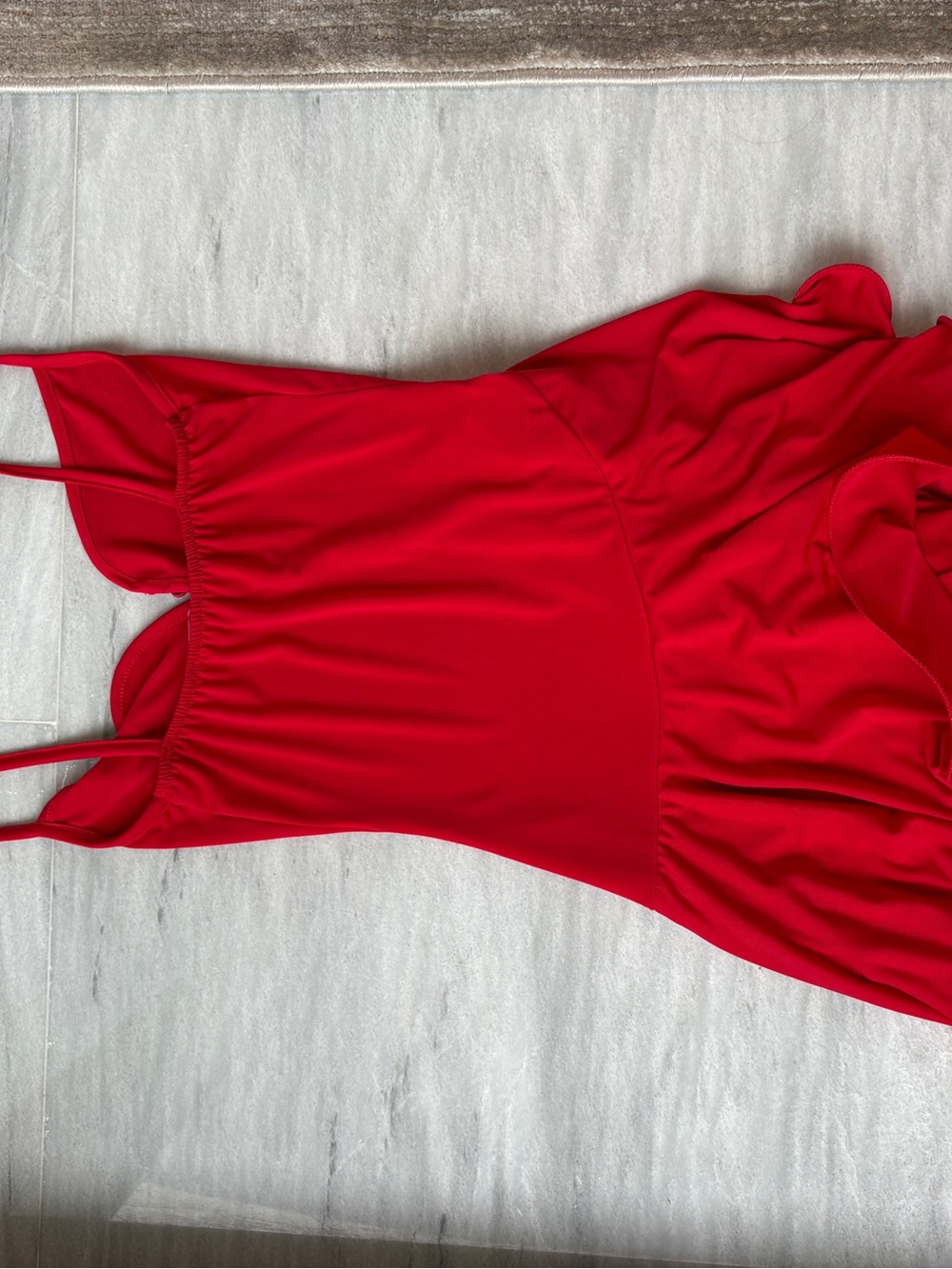 Red Ruffle Slip Dress By Eva - Picture 2 of 4